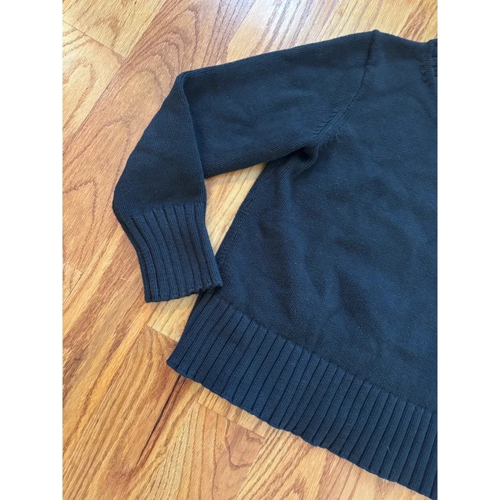 J.Crew Womens Mock Neck Cotton Knit Sweater Black Ribbed Trim Size S Long Sleeve - Picture 2 of 6